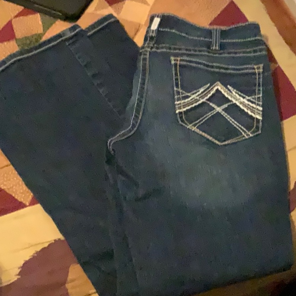 NEW Ariat mid rise whip stitch boot cut jean